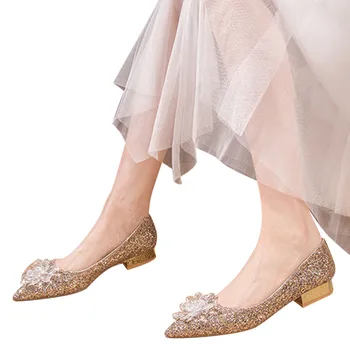 Женская обувь на массивном каблуке, блестящие мюли, Вечерняя вечеринка, свадьба, удобная повседневная обувь, легкие женские туфли на танкетке