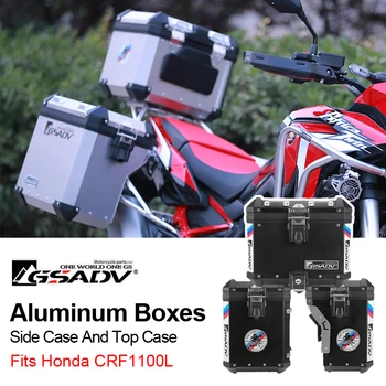 CRF1100L Боковая коробка для мотоцикла, скутера, верхний чехол для мотоцикла, Алюминий 48 л, Цвет черной СТАЛИ, Упаковка