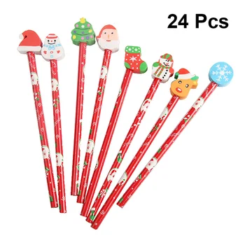 Рождественский карандаш с ластиком, Мультяшные стационарные карандаши для детей, студентов, случайный стиль