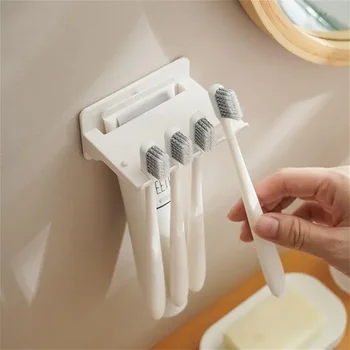 Экономичный держатель для зубной щетки Простота использования Многоцелевое хранение С настенной полкой для хранения