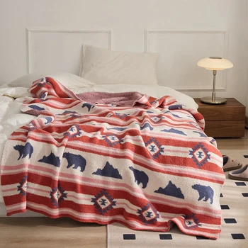 Вязаные одеяла в Скандинавском стиле, Богемный плед, Покрывало для дивана С кисточками, Покрывало для путешествий и отдыха, Покрывало для кровати