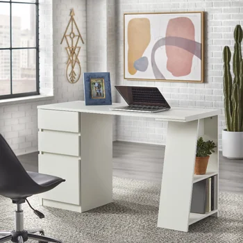 Письменный стол Como с 3 ящиками для хранения, белый компьютерный стол, настольный стол, игровой компьютерный стол, мебель для стола