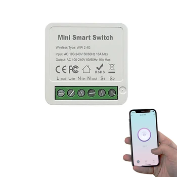 Tuya smart WIFI беспроводной выключатель питания, выключатель света 110 В-240 В с клеммами для дополнительного включения