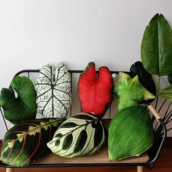 Подушки с имитацией Листьев Тропических растений Диванная подушка Philodendron Salian, которую можно стирать в машине и снимать в любое время года