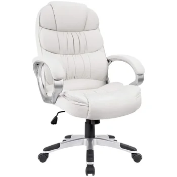 Кресло руководителя Vineego с высокой спинкой Офисное кресло бизнес-менеджера из искусственной кожи, Регулируемое Эргономичное Вращающееся рабочее кресло
