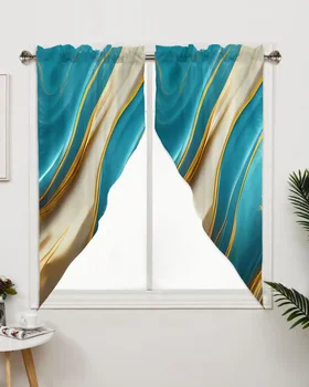 Шторы цвета морской волны с текстурой мрамора для детской спальни, гостиной, оконных штор, кухни, треугольных штор