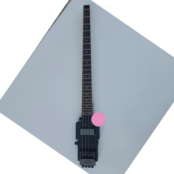 Мини-4-струнная электрическая бас-гитара без головы, удобная гитара для путешествий, черная фурнитура, натуральная длина в нестандартной гамме, высокое качество