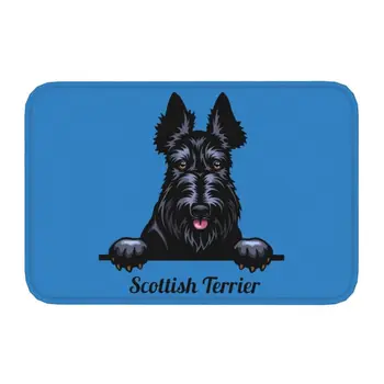 Выглядывающая собака Шотландский терьер, Входная дверь, Коврик для входа в ванную, кухню, Коврик для домашних животных с мультяшным рисунком, Садовый ковер.