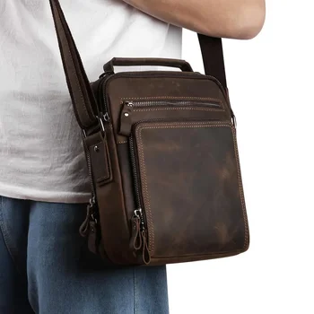Мужская сумка-мессенджер из натуральной кожи, винтажные сумки, маленькая мужская сумка через плечо с клапаном, повседневные офисные сумки-мессенджеры, сумка через плечо
