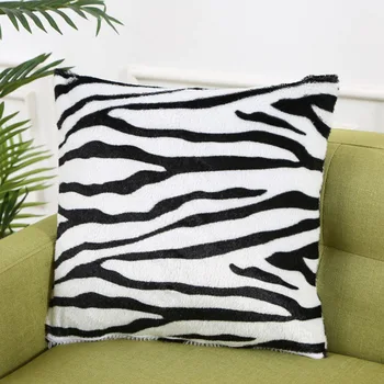 Скандинавская черно-белая наволочка в виде зебры, квадратная наволочка с леопардовым геометрическим принтом, декоративная плюшевая наволочка для дивана для домашнего офиса