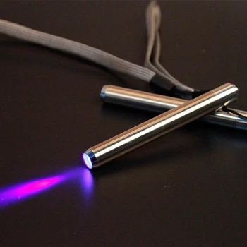 Мини-карманный светильник из нержавеющей стали, светодиодный УФ-фонарик 365/395, ультрафиолетовый свет, батарейка AAA для проверки маркеров