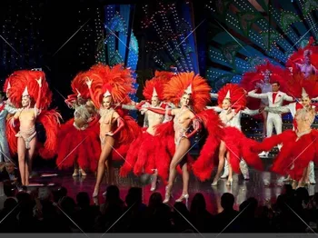 Набор костюмов для вечеринки с красными перьями на открытии популярного бразильского ночного клуба.