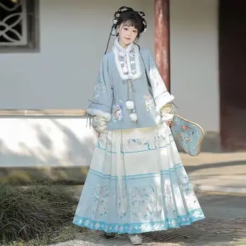 2024 Новогодний костюм Женщины Китайская Традиционная Вышивка Hanfu Carnival Косплей Костюм Hanfu РозовоСиние комплекты Плюс Размер XL