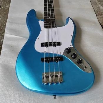 4-Струнный бас JB с синей блестящей краской, могут быть индивидуальные цвета на складе Оптом.