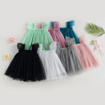 Citgeett/ Летнее платье-пачка для маленьких девочек, однотонное кружевное платье-тулья без рукавов, повседневная праздничная одежда от 0 до 5 лет