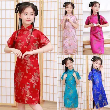 Стили летних платьев, китайские чонсамы для девочек, традиционное китайское платье для детей, костюм Танг, детские костюмы