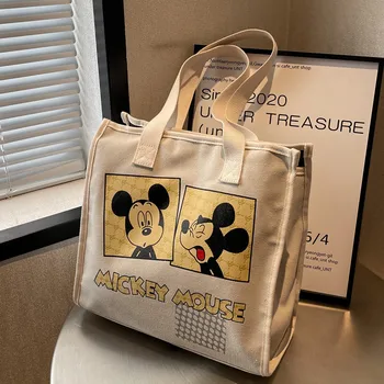 Холщовая сумка Disney Mickey Mouse Женская 2023 Новая модная сумка через плечо с мультяшной Минни Маус, повседневная простая сумка