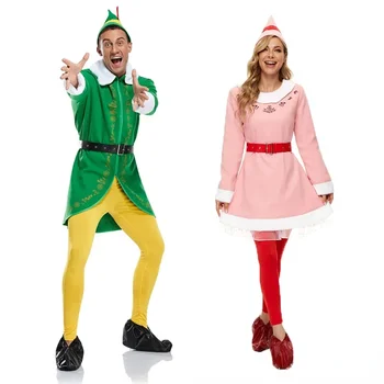 Рождественские костюмы для мальчиков и девочек, костюмы для косплея взрослых эльфов, танцевальная вечеринка, карнавал, маскарадный костюм, Новогодняя одежда для взрослых