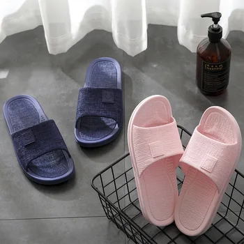 Мужские и женские домашние квадратные нескользящие тапочки со смайликами, домашняя ванная комната, специальные водонепроницаемые сандалии из ПВХ, пара обуви