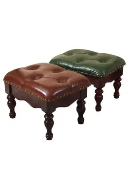 Американская мебель журнальный столик табурет из массива дерева диван для гостиной табурет для макияжа низкий табурет кожаная квадратная скамейка для обуви