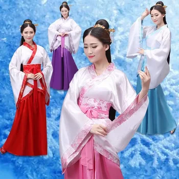 Китайский шелковый халат, костюм для девочек, женское кимоно, Китайское традиционное винтажное этническое антикварное платье, танцевальный костюм для косплея Hanfu set
