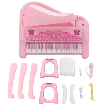 Многофункциональное игрушечное пианино из пластика 8 музыкальных инструментов Розовая Электронная клавиатура Пианино Игрушка для обучения детей старше 3 лет