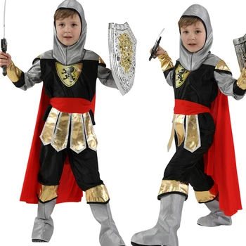 Карнавальный Средневековый Римский Королевский Рыцарь-Воин С Плащом, Косплей Костюм Для мальчиков и девочек, Европейская Солдатская шляпа