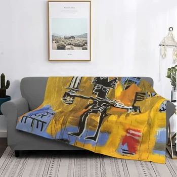 Знаменитое Одеяло с Граффити Basquiat, Флисовое Осенне-Зимнее Одеяло в стиле Поп-Арт, Дышащие Ультра-Мягкие Одеяла для Кровати, Офисные Покрывала