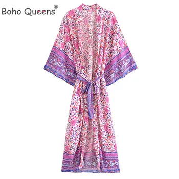 Boho Queens, Женское Пляжное Богемное Кимоно с Цветочным Принтом и Рукавом 