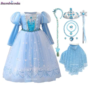 Gaun Putri 2023 untuk Anak Perempuan Gaun Bola Pakaian Karnaval Cosplay Anak-anak Gaun Anak Perempuan Ratu Salju Cosplay Gaun Pe