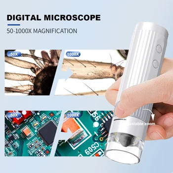 Портативный Ручной Микроскоп 1080P HD USB-Камера для Микроскопа с Регулируемой Подставкой 50x-1000x для Тестирования Кожи /Кемпинг Фото Видео