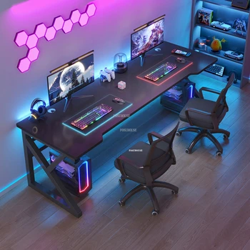 Простые компьютерные столы из кованого железа, креативная офисная мебель, одиночный игровой стол, Современная комбинация стола и стула для спальни
