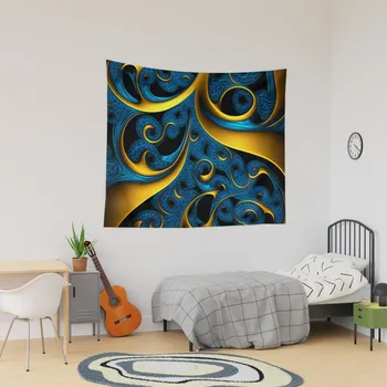 Узор - Синий / золотой Elegance v0.1 Гобеленовое оформление дизайна комнаты Украшение комнаты Гобелен в спальне