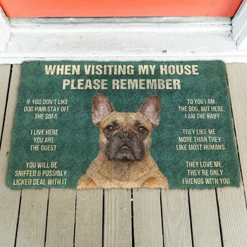 3D Пожалуйста, помните Правила содержания собаки Французского Бульдога в доме Коврик для двери Нескользящие коврики для пола Декор Коврик для крыльца