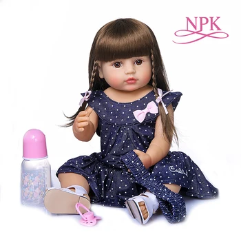 NPK55CM Возрожденная кукла для маленьких девочек, силиконовая кукла всего тела, мягкая на ощупь, кукла bebe, анатомически правильная, прекрасный ребенок