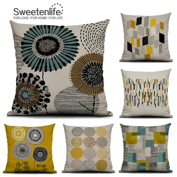 Sweetenlife 45x45 см, Экологичная наволочка, Декоративные подушки в европейском стиле, Креативные геометрические растения, подушка для домашнего декора