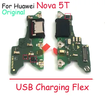 Оригинальная плата зарядки для Huawei Nova 5T Разъем для USB-зарядного устройства, док-станция, Разъемная плата, Гибкий кабель для зарядки, запчасти для ремонта