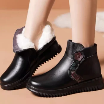 Женские зимние ботинки на плоской подошве, зимняя теплая хлопковая обувь на платформе, женские короткие плюшевые уютные повседневные ботинки Челси 2024