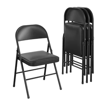 Опорный Виниловый Складной Стул (4 упаковки), Черный игровой стул, офисная мебель, офисный стул, обеденный стул