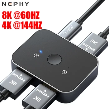 8K 60Hz HDMI-совместимый 2.1 Коммутатор 4 Порта 2/1 В 1/2 Выходе Видеоразветвитель для ПК Ноутбук PS 4/5 TV для Монитора Адаптер ТВ-проектора