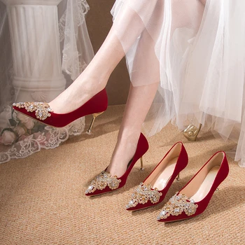 BCEBYL, Новый стиль, шпильки, острый носок, неглубокая горловина, свадебная вечеринка, Элегантные женские туфли на высоком каблуке со стразами