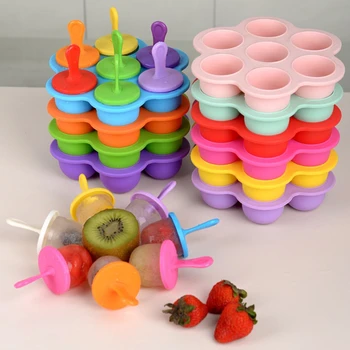 Форма для мороженого Ice Pops с 7 отверстиями, Пищевая Силиконовая форма для эскимо, Льдогенератор, Инструменты для приготовления добавок к детскому питанию, Аксессуары для фруктовых коктейлей