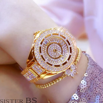 2022 Горячая распродажа Женских часов Lady Diamond Stone Dress Watch Цвета: Золотистый, Серебристый, Наручные часы Rhineston из нержавеющей стали, Женские часы с кристаллами