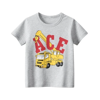 Детская футболка для мальчиков, детские рубашки, одежда с короткими рукавами и принтом, хлопковые футболки с мультяшными автомобилями для малышей