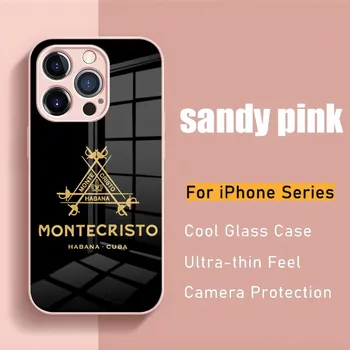 Чехол для телефона Montecristo 2023 Новый Для iPhone 14 Pro 13 11 12 XR XS MAX 7 8 X Plus 13 Светло-голубых Чехлов Из закаленного Стекла