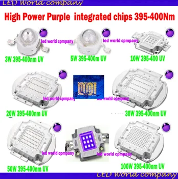 Высокая Мощность 3 Вт 5 Вт 10 Вт 20 Вт 30 Вт 50 Вт 100 Вт 395НМ Высокомощный УФ Светодиодный Чип с Чипом Epileds 45x45mil для Ультрафиолетовой Лампы DIY