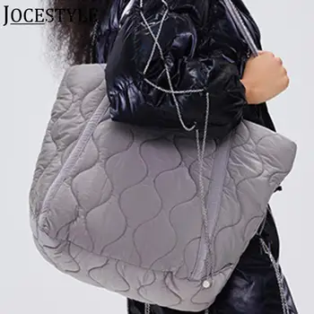 Женская мягкая сумка через плечо, большая вместительная стеганая сумка с ромбовидной решеткой, однотонная, мягкая и легкая, для женщин, совершающих покупки на открытом воздухе