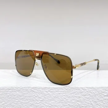CT0435S Модный бренд Pure Titanium Square Роскошные прочные солнцезащитные очки с защитой от Uv400, Оригинальные очки бренда с верхним надрезом