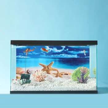 Фоновая Фреска для аквариума с Рыбками, Декоративная Наклейка для Аквариума (Красочная)