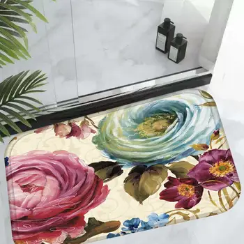 Напольный коврик с цветочным рисунком, яркий фланелевый удобный дверной коврик для хранения в общежитии